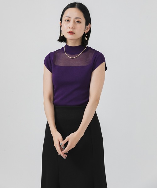 Paradise Picnic(パラダイスピクニック)の「TE VALT シアーニットプルオーバー(ニット/セーター・レディース・ブラック/パープル/アイボリー・FREE)」の3枚目の写真