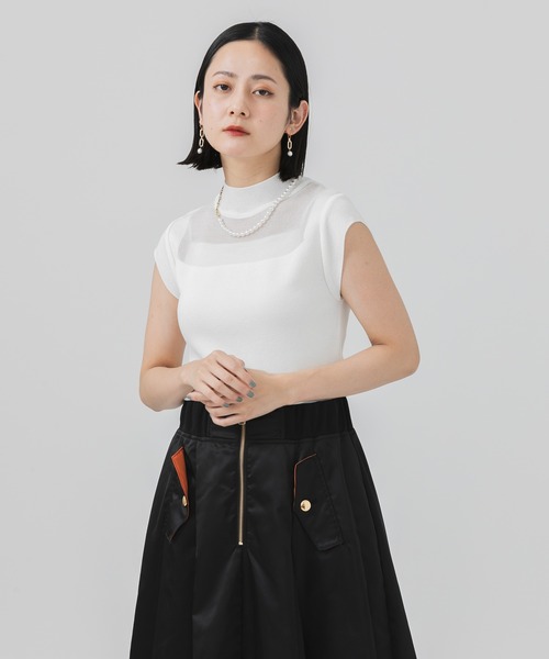 Paradise Picnic(パラダイスピクニック)の「TE VALT シアーニットプルオーバー(ニット/セーター・レディース・ブラック/パープル/アイボリー・FREE)」の1枚目の写真