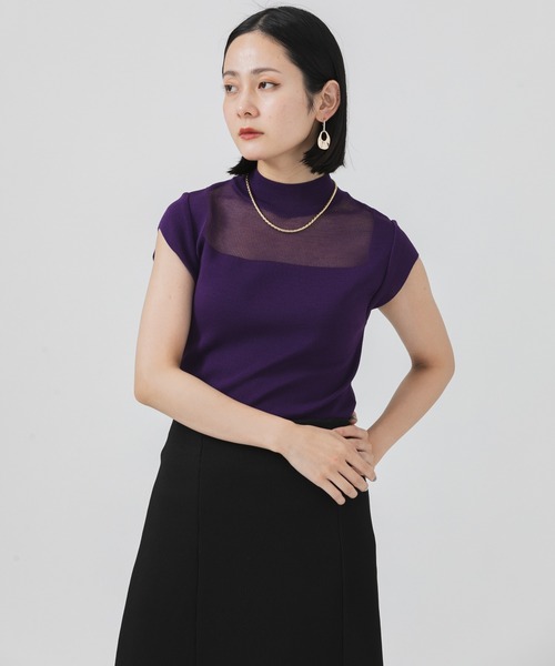 Paradise Picnic(パラダイスピクニック)の「TE VALT シアーニットプルオーバー(ニット/セーター・レディース・ブラック/パープル/アイボリー・FREE)」の6枚目の写真