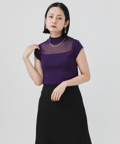 Paradise Picnic(パラダイスピクニック)の「TE VALT シアーニットプルオーバー(ニット/セーター・レディース・ブラック/パープル/アイボリー・FREE)」の16枚目の写真