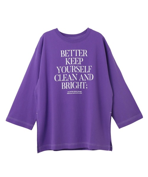 andme(アンドミー)の「オーバーサイズメッセージプリント長袖Tシャツ(Tシャツ/カットソー・レディース・ホワイト×グレー/チャコールグレー/パープル/ホワイト×ブラウン/ホワイト×パープル/ホワイト×グリーン・M)」の20枚目の写真