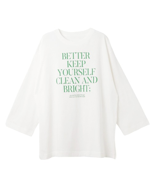 andme(アンドミー)の「オーバーサイズメッセージプリント長袖Tシャツ(Tシャツ/カットソー・レディース・ホワイト×グレー/チャコールグレー/パープル/ホワイト×ブラウン/ホワイト×パープル/ホワイト×グリーン・M)」の13枚目の写真