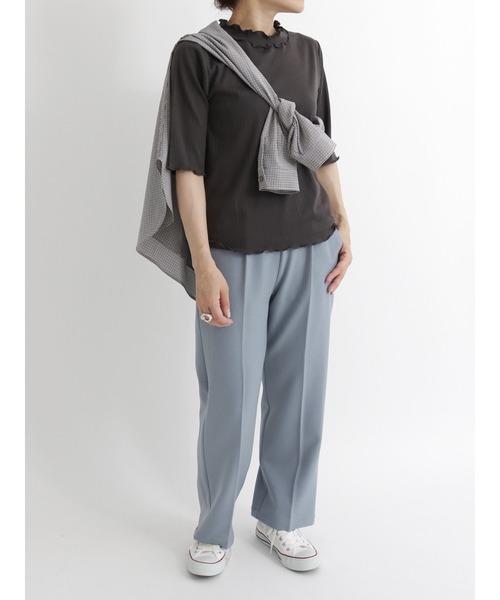 Samansa Mos2 blue(サマンサモスモスブルー)の「リブハイネックTシャツ(Tシャツ/カットソー・レディース・ブラウン/オフホワイト/マスタード/ライトベージュ/チャコール・MEDIUM/LARGE)」の21枚目の写真