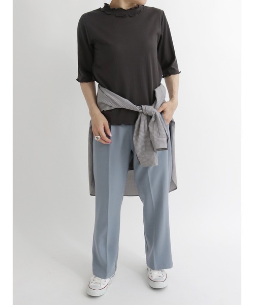 Samansa Mos2 blue(サマンサモスモスブルー)の「リブハイネックTシャツ(Tシャツ/カットソー・レディース・ブラウン/オフホワイト/マスタード/ライトベージュ/チャコール・MEDIUM/LARGE)」の22枚目の写真