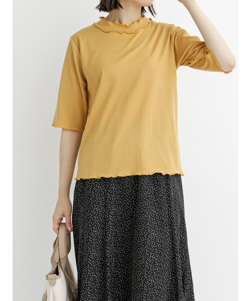 Samansa Mos2 blue(サマンサモスモスブルー)の「リブハイネックTシャツ(Tシャツ/カットソー・レディース・ブラウン/オフホワイト/マスタード/ライトベージュ/チャコール・MEDIUM/LARGE)」の18枚目の写真