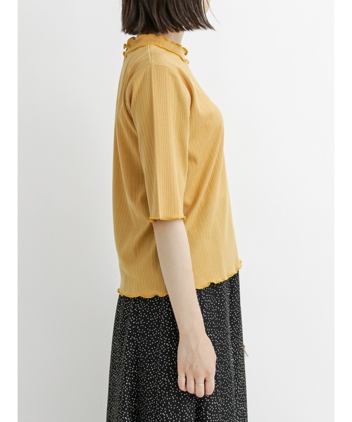 Samansa Mos2 blue(サマンサモスモスブルー)の「リブハイネックTシャツ(Tシャツ/カットソー・レディース・ブラウン/オフホワイト/マスタード/ライトベージュ/チャコール・MEDIUM/LARGE)」の19枚目の写真
