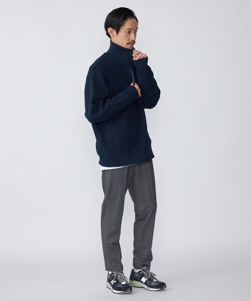 SHIPS（シップス）の「*SHIPS: 7ゲージ リラックスフィット 度詰め 畔編み ハーフジップ ニット（ニット/セーター・メンズ・ネイビー/イエロー系/ダークグレー/グリーン・LARGE/X-LARGE/MEDIUM/SMALL）」の8枚目の写真