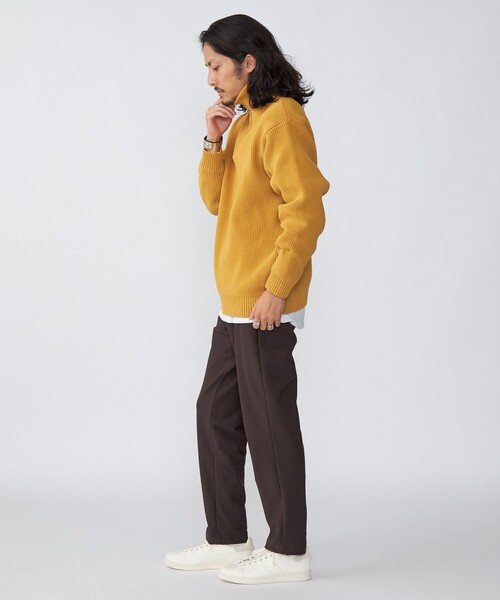 SHIPS（シップス）の「*SHIPS: 7ゲージ リラックスフィット 度詰め 畔編み ハーフジップ ニット（ニット/セーター・メンズ・ネイビー/イエロー系/ダークグレー/グリーン・LARGE/X-LARGE/MEDIUM/SMALL）」の9枚目の写真