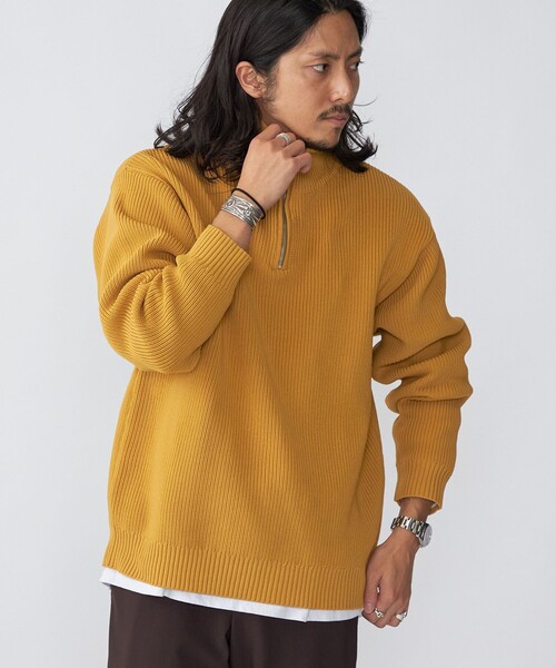SHIPS（シップス）の「*SHIPS: 7ゲージ リラックスフィット 度詰め 畔編み ハーフジップ ニット（ニット/セーター・メンズ・ネイビー/イエロー系/ダークグレー/グリーン・LARGE/X-LARGE/MEDIUM/SMALL）」の14枚目の写真