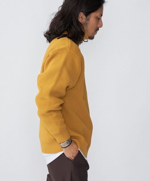 SHIPS（シップス）の「*SHIPS: 7ゲージ リラックスフィット 度詰め 畔編み ハーフジップ ニット（ニット/セーター・メンズ・ネイビー/イエロー系/ダークグレー/グリーン・LARGE/X-LARGE/MEDIUM/SMALL）」の17枚目の写真
