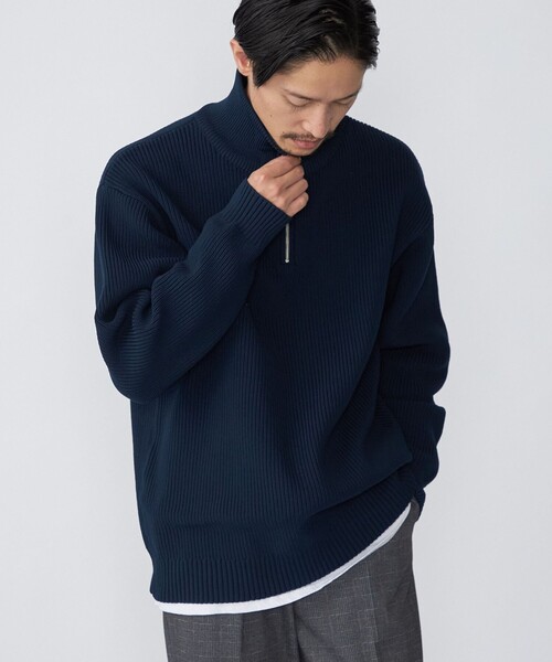 SHIPS（シップス）の「*SHIPS: 7ゲージ リラックスフィット 度詰め 畔編み ハーフジップ ニット（ニット/セーター・メンズ・ネイビー/イエロー系/ダークグレー/グリーン・LARGE/X-LARGE/MEDIUM/SMALL）」の21枚目の写真