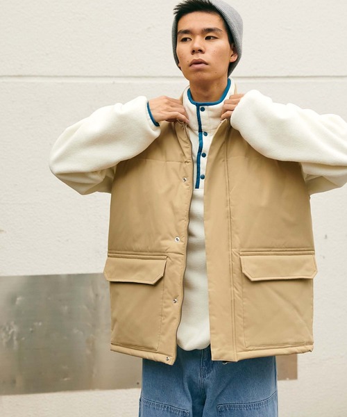 SPOC STORE（スポックストア）の「【SPOC STORE】リブカラー中綿ベスト（ダウンベスト・レディース・ネイビー/ベージュ/ブルーグリーン・M/L）」の6枚目の写真
