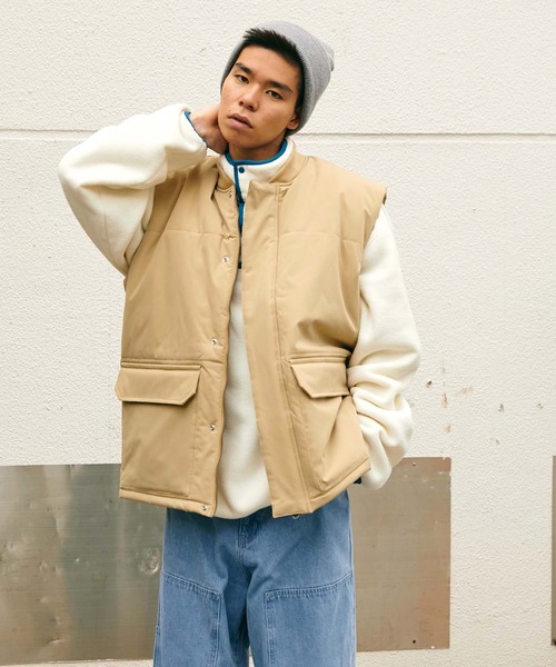 SPOC STORE（スポックストア）の「【SPOC STORE】リブカラー中綿ベスト（ダウンベスト・レディース・ネイビー/ベージュ/ブルーグリーン・M/L）」の10枚目の写真