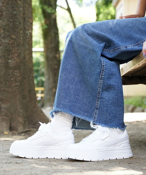 Puma バレエシューズ ストラップ付き ホワイト セール】PUMA/プーマ MAYZE STACK LTHR WOMENS スニーカー