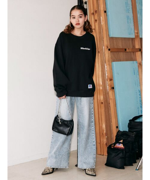 RUSSELL（ラッセル）の「ルーズプリントワイドプルオーバー（スウェット・レディース・ブラック/ネイビー/ホワイト・FREE）」の6枚目の写真