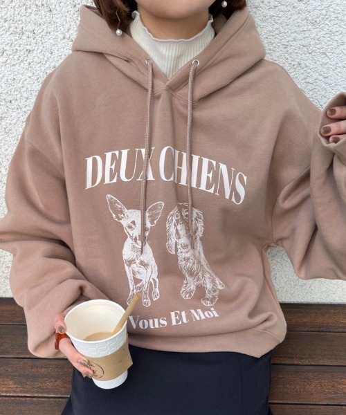 nemne store（ネンネストア）の「【低身長用サイズあり】裏起毛プリントスウェットパーカー（パーカー・レディース・グレー系その他/ベージュ/オートミール/ネイビー・SMALL/MEDIUM）」の3枚目の写真