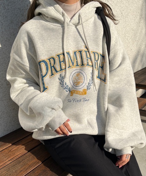 nemne store（ネンネストア）の「【低身長用サイズあり】裏起毛プリントスウェットパーカー（パーカー・レディース・グレー系その他/ベージュ/オートミール/ネイビー・SMALL/MEDIUM）」の2枚目の写真