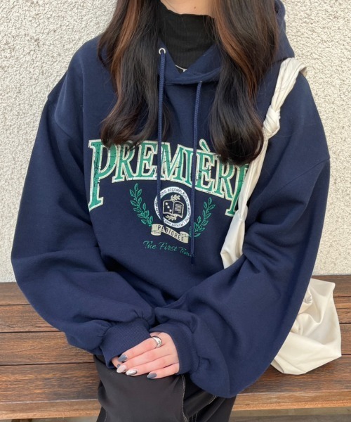 nemne store（ネンネストア）の「【低身長用サイズあり】裏起毛プリントスウェットパーカー（パーカー・レディース・グレー系その他/ベージュ/オートミール/ネイビー・SMALL/MEDIUM）」の4枚目の写真