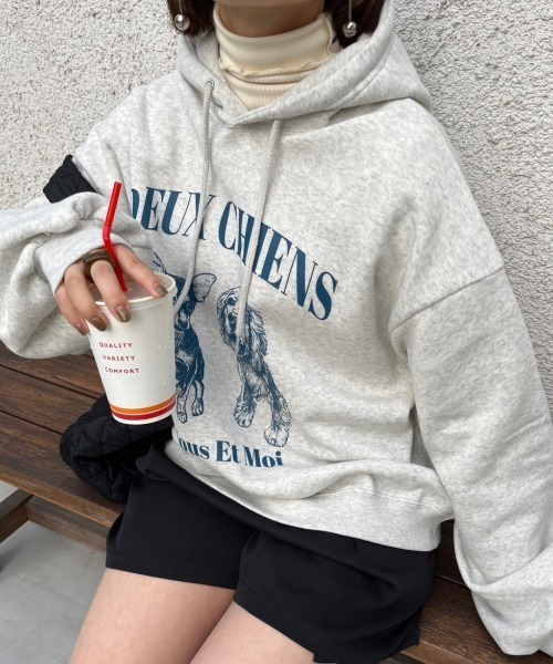 nemne store（ネンネストア）の「【低身長用サイズあり】裏起毛プリントスウェットパーカー（パーカー・レディース・グレー系その他/ベージュ/オートミール/ネイビー・SMALL/MEDIUM）」の21枚目の写真