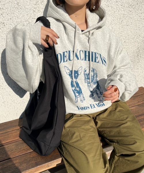 nemne store（ネンネストア）の「【低身長用サイズあり】裏起毛プリントスウェットパーカー（パーカー・レディース・グレー系その他/ベージュ/オートミール/ネイビー・SMALL/MEDIUM）」の22枚目の写真