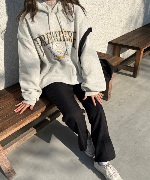 nemne store（ネンネストア）の「【低身長用サイズあり】裏起毛プリントスウェットパーカー（パーカー・レディース・グレー系その他/ベージュ/オートミール/ネイビー・SMALL/MEDIUM）」の9枚目の写真