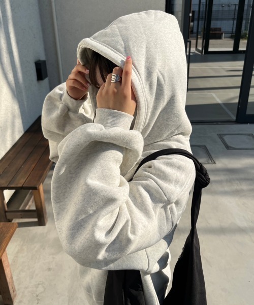 nemne store（ネンネストア）の「【低身長用サイズあり】裏起毛プリントスウェットパーカー（パーカー・レディース・グレー系その他/ベージュ/オートミール/ネイビー・SMALL/MEDIUM）」の11枚目の写真