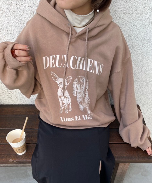 nemne store（ネンネストア）の「【低身長用サイズあり】裏起毛プリントスウェットパーカー（パーカー・レディース・グレー系その他/ベージュ/オートミール/ネイビー・SMALL/MEDIUM）」の16枚目の写真