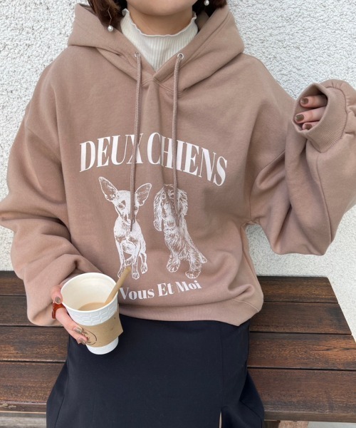 nemne store（ネンネストア）の「【低身長用サイズあり】裏起毛プリントスウェットパーカー（パーカー・レディース・グレー系その他/ベージュ/オートミール/ネイビー・SMALL/MEDIUM）」の15枚目の写真