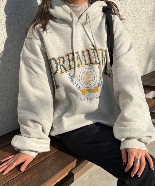 nemne store（ネンネストア）の「【低身長用サイズあり】裏起毛プリントスウェットパーカー（パーカー・レディース・グレー系その他/ベージュ/オートミール/ネイビー・SMALL/MEDIUM）」の6枚目の写真