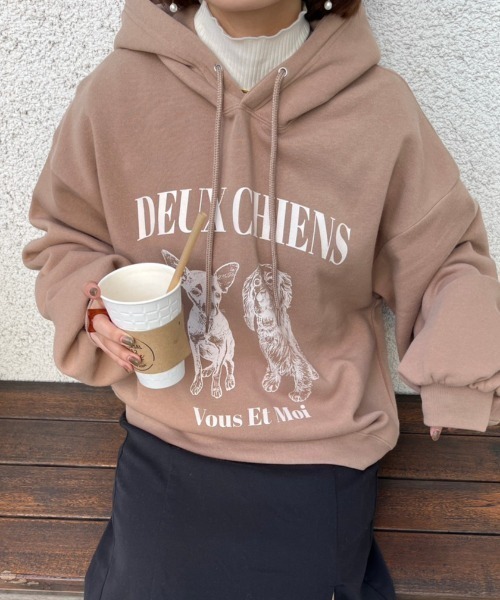 nemne store（ネンネストア）の「【低身長用サイズあり】裏起毛プリントスウェットパーカー（パーカー・レディース・グレー系その他/ベージュ/オートミール/ネイビー・SMALL/MEDIUM）」の12枚目の写真