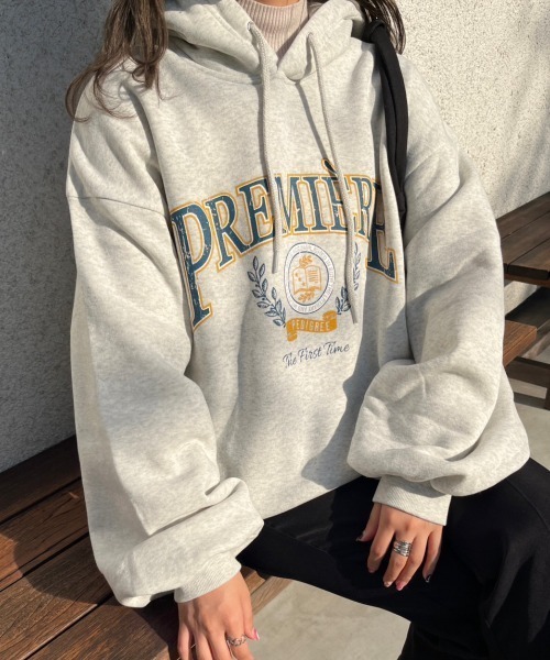 nemne store（ネンネストア）の「【低身長用サイズあり】裏起毛プリントスウェットパーカー（パーカー・レディース・グレー系その他/ベージュ/オートミール/ネイビー・SMALL/MEDIUM）」の5枚目の写真