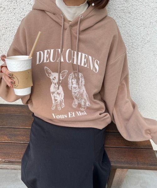 nemne store（ネンネストア）の「【低身長用サイズあり】裏起毛プリントスウェットパーカー（パーカー・レディース・グレー系その他/ベージュ/オートミール/ネイビー・SMALL/MEDIUM）」の13枚目の写真