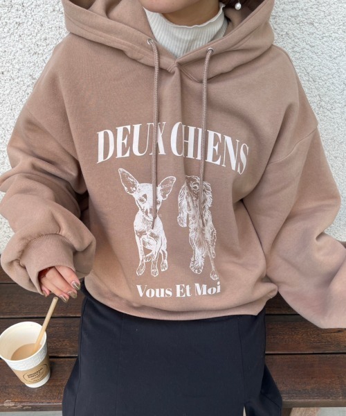 nemne store（ネンネストア）の「【低身長用サイズあり】裏起毛プリントスウェットパーカー（パーカー・レディース・グレー系その他/ベージュ/オートミール/ネイビー・SMALL/MEDIUM）」の14枚目の写真