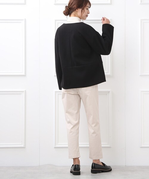 DRESKIP(ドレスキップ)の「◆ノーカラーウエスト切替ショートコート(ノーカラーコート・レディース・ピンク系/ブラック/ナチュラル・02/03/04)」の16枚目の写真