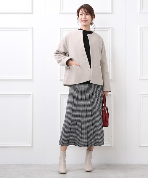 DRESKIP(ドレスキップ)の「◆ノーカラーウエスト切替ショートコート(ノーカラーコート・レディース・ピンク系/ブラック/ナチュラル・02/03/04)」の21枚目の写真