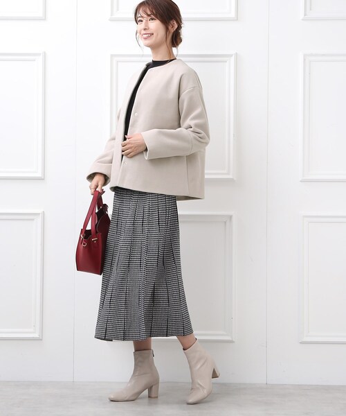 DRESKIP(ドレスキップ)の「◆ノーカラーウエスト切替ショートコート(ノーカラーコート・レディース・ピンク系/ブラック/ナチュラル・02/03/04)」の22枚目の写真