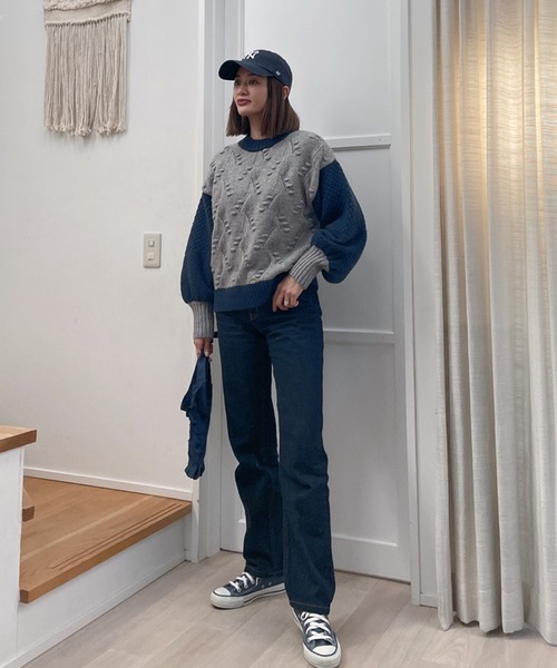 Vicente（ヴィセンテ）の「Bycolor nuts knit（ニット/セーター・レディース・グレー/ホワイト・FREE）」の5枚目の写真