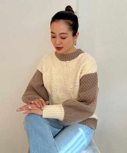 Vicente（ヴィセンテ）の「Bycolor nuts knit（ニット/セーター・レディース・グレー/ホワイト・FREE）」の17枚目の写真