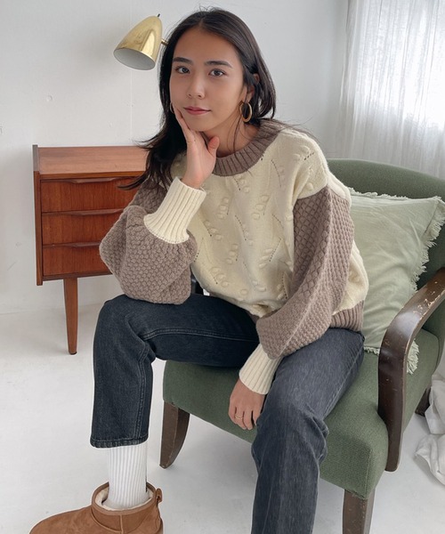 Vicente（ヴィセンテ）の「Bycolor nuts knit（ニット/セーター・レディース・グレー/ホワイト・FREE）」の19枚目の写真