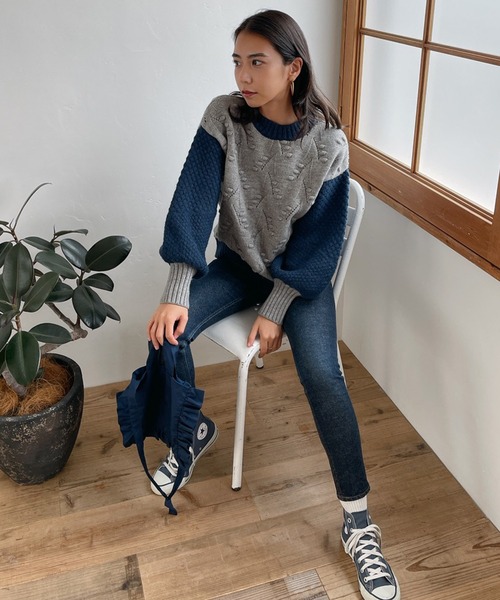 Vicente（ヴィセンテ）の「Bycolor nuts knit（ニット/セーター・レディース・グレー/ホワイト・FREE）」の20枚目の写真