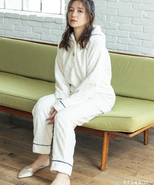 セール】もこもこ フリースプルパーカー上下セット レディース