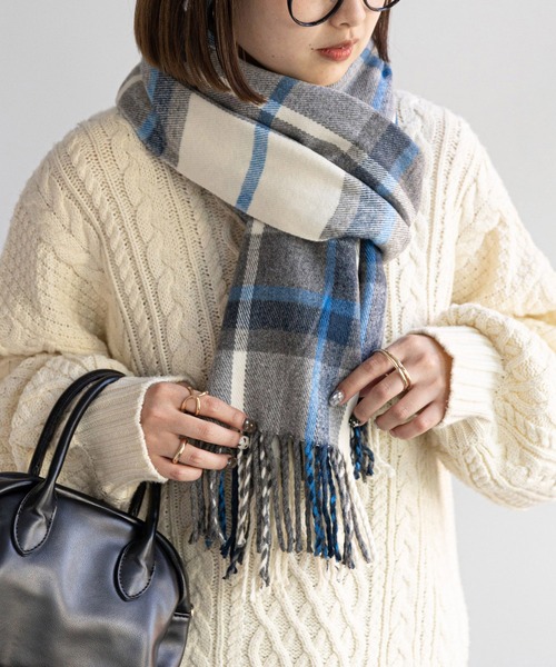 DISCOAT(ディスコート)の「チェック大判ストール(ストール/ショール・レディース・ブラウン/ピンク/イエロー/ブルー/アイボリー・FREE)」の7枚目の写真