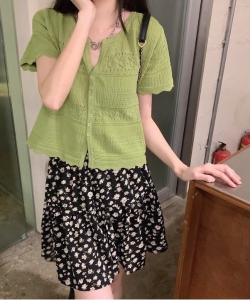 Burner（バーナー）の「【OKUOKU　0909】レース編み　ショート　カーディガン　oku-tops-646285313327-13（カーディガン/ボレロ・レディース・C/D/E/A/B・FREE）」の4枚目の写真
