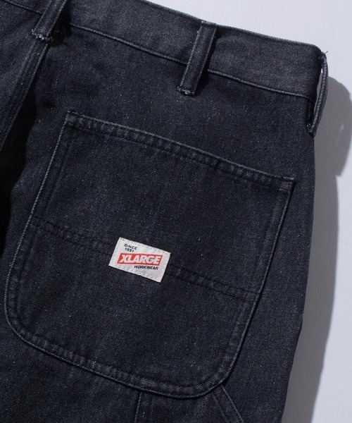 【新品】エクストララージ X-LARGE ロゴプリントダブルニーワークパンツ 黒 XLARGE エクストララージ ダブルニー ワークパンツ OVERDYED