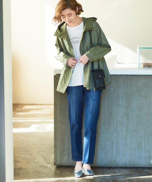 grove（グローブ）の「◆【ヒルナンデスで紹介】フェミニンさんにおすすめ!テーパードシルエットのデニムパンツ!!（デニムパンツ・レディース・ネイビー/ブルー/アイボリー・02/03/01/05/04）」の9枚目の写真
