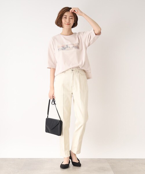 grove（グローブ）の「◆【ヒルナンデスで紹介】フェミニンさんにおすすめ!テーパードシルエットのデニムパンツ!!（デニムパンツ・レディース・ネイビー/ブルー/アイボリー・02/03/01/05/04）」の19枚目の写真
