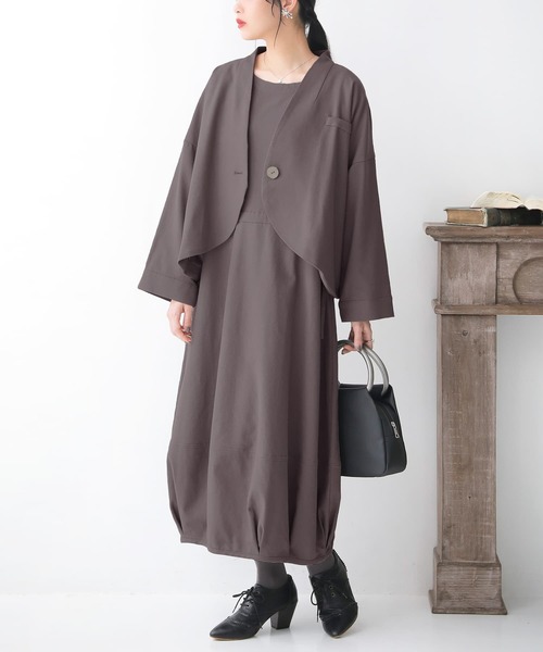 somari imagination（ソマリ イマジネーション）の「『リネン混ジャケット＆ワンピースセットアップ』（ワンピース・レディース・モカ/ブラック/チャコールグレー・1/2）」の16枚目の写真