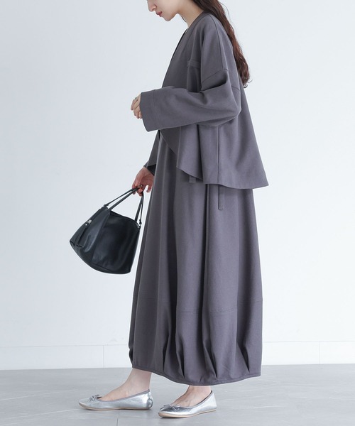 somari imagination（ソマリ イマジネーション）の「『リネン混ジャケット＆ワンピースセットアップ』（ワンピース・レディース・モカ/ブラック/チャコールグレー・1/2）」の12枚目の写真