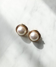 メタルパールモチーフイヤリング
