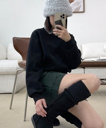 デイリーシンプルラウンドネッククロップドトレーナー